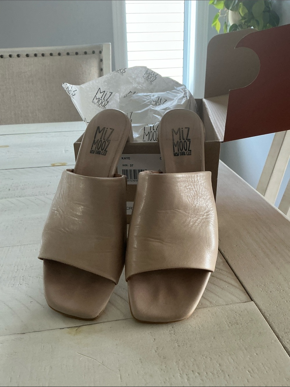 Miz Mooz Kaye Cream Kids Slip-On Low Block Heel